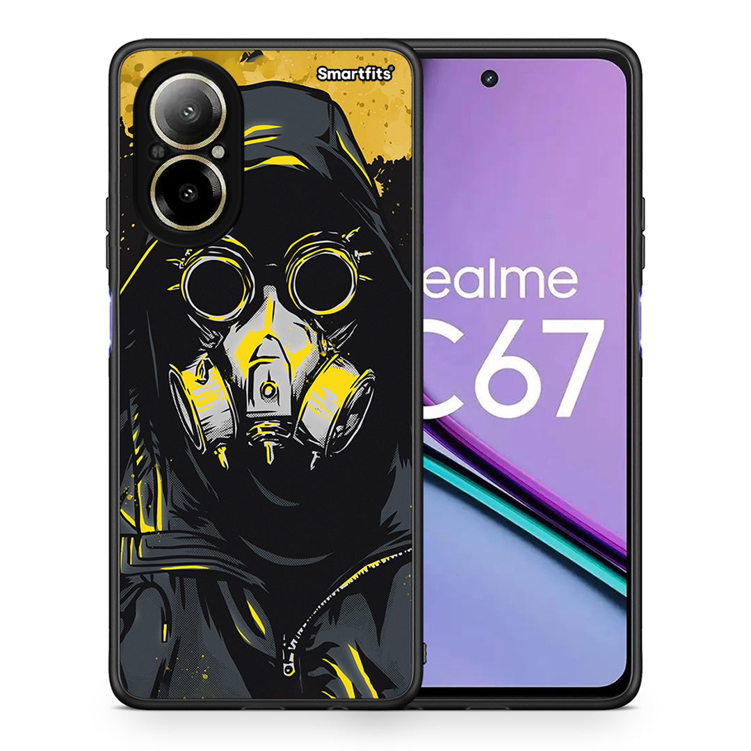 Θήκη Realme C67 4G Mask PopArt από τη Smartfits με σχέδιο στο πίσω μέρος και μαύρο περίβλημα | Realme C67 4G Mask PopArt case with colorful back and black bezels