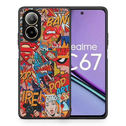 Θήκη Realme C67 4G PopArt OMG από τη Smartfits με σχέδιο στο πίσω μέρος και μαύρο περίβλημα | Realme C67 4G PopArt OMG case with colorful back and black bezels