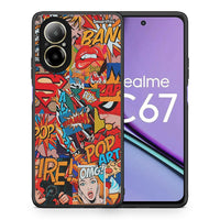 Thumbnail for Θήκη Realme C67 4G PopArt OMG από τη Smartfits με σχέδιο στο πίσω μέρος και μαύρο περίβλημα | Realme C67 4G PopArt OMG case with colorful back and black bezels