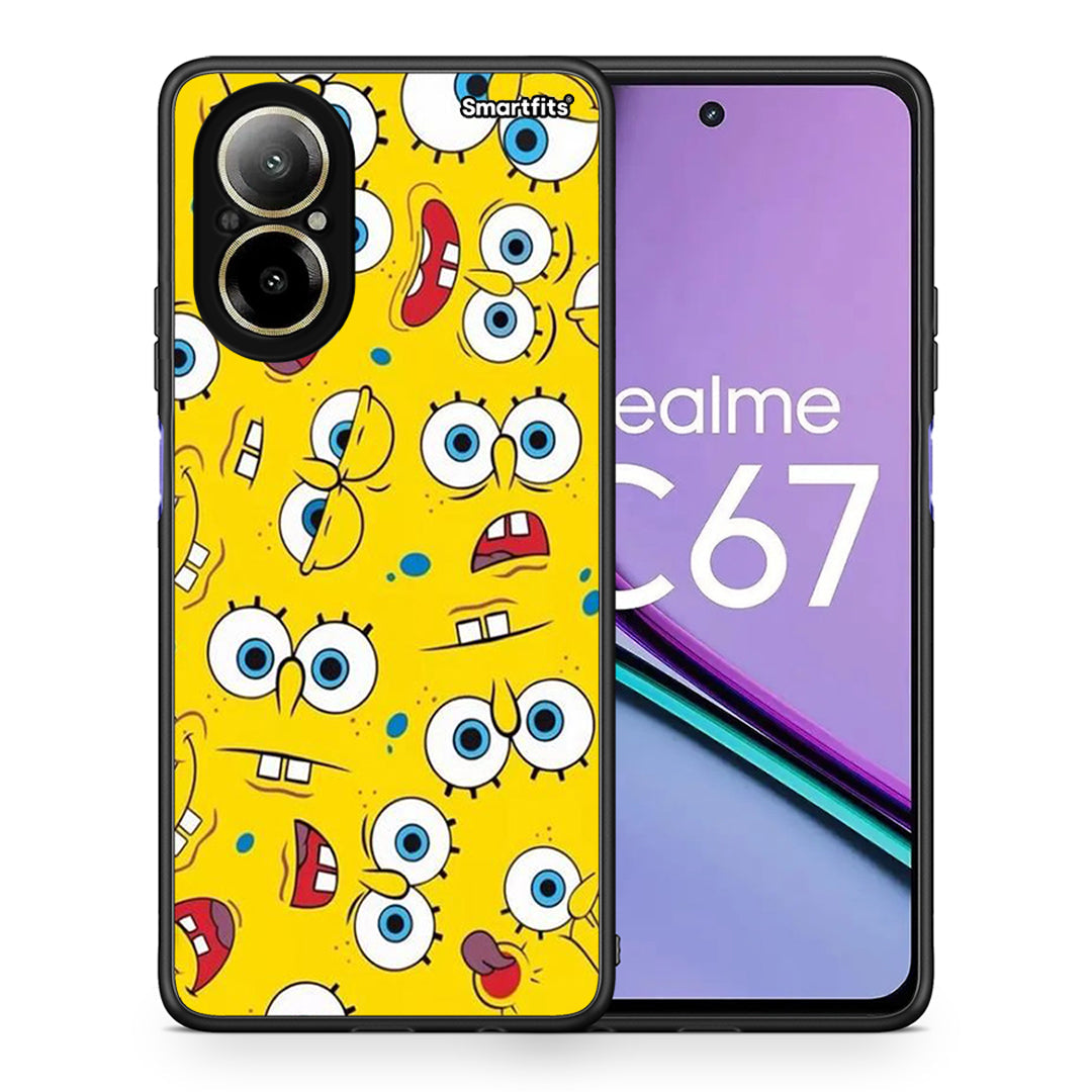 Θήκη Realme C67 4G Sponge PopArt από τη Smartfits με σχέδιο στο πίσω μέρος και μαύρο περίβλημα | Realme C67 4G Sponge PopArt case with colorful back and black bezels