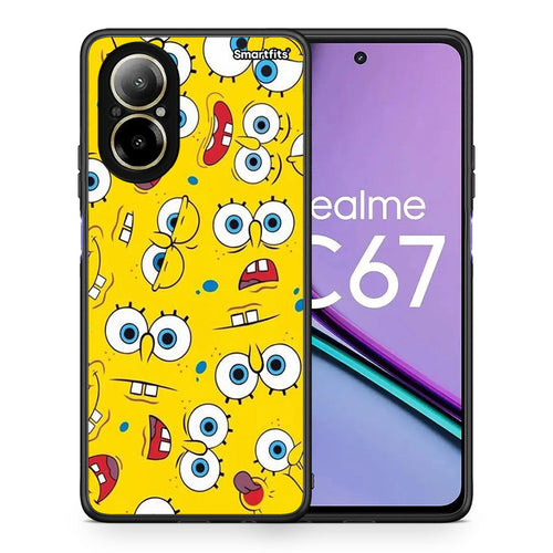 Θήκη Realme C67 4G Sponge PopArt από τη Smartfits με σχέδιο στο πίσω μέρος και μαύρο περίβλημα | Realme C67 4G Sponge PopArt case with colorful back and black bezels