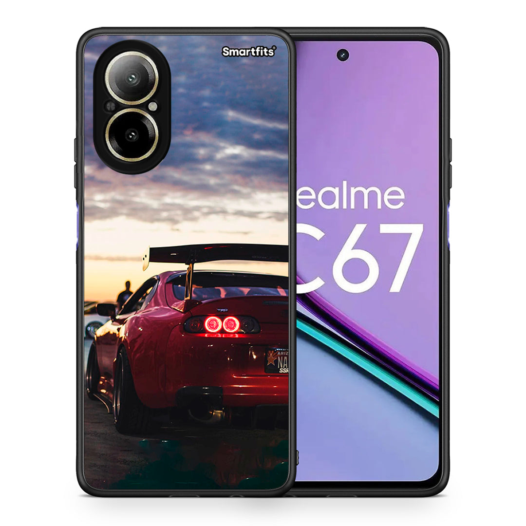 Θήκη Realme C67 4G Racing Supra από τη Smartfits με σχέδιο στο πίσω μέρος και μαύρο περίβλημα | Realme C67 4G Racing Supra case with colorful back and black bezels