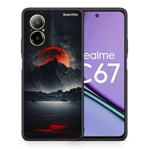 Θήκη Realme C67 4G Red Full Moon από τη Smartfits με σχέδιο στο πίσω μέρος και μαύρο περίβλημα | Realme C67 4G Red Full Moon case with colorful back and black bezels