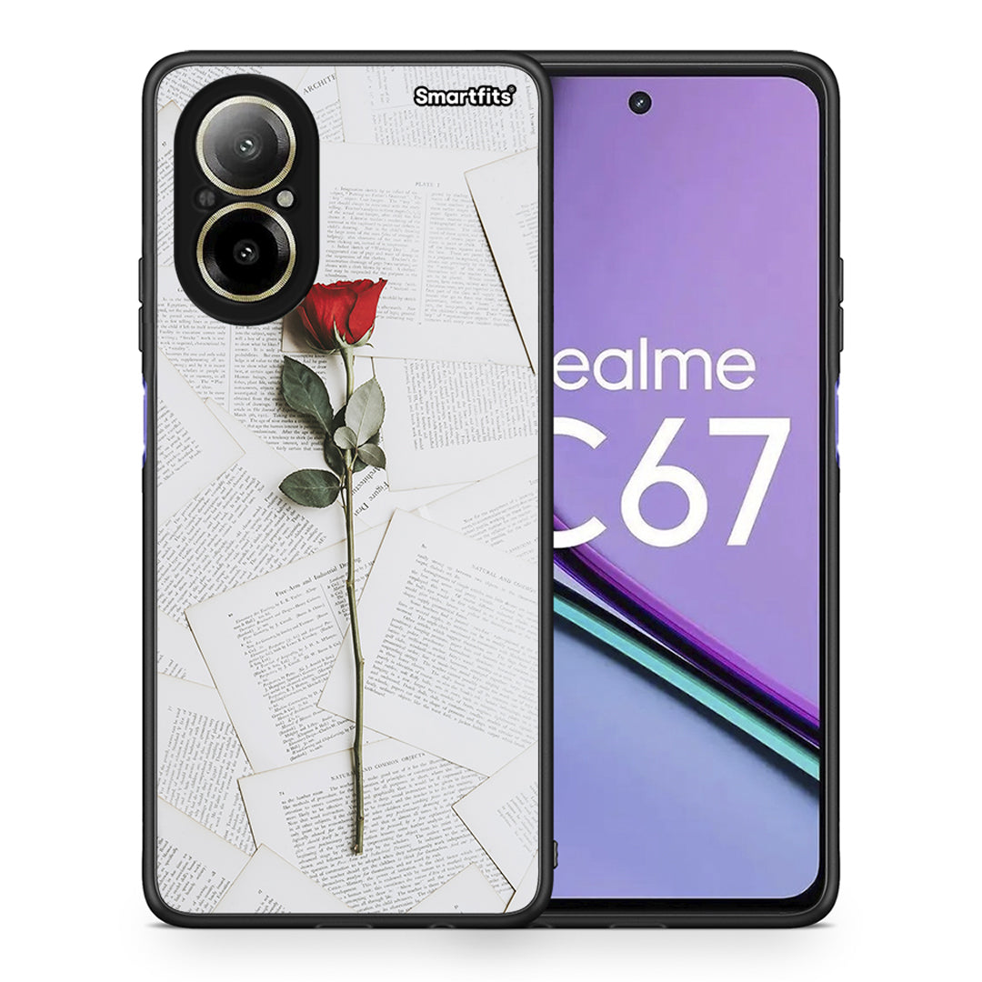 Θήκη Realme C67 4G Red Rose από τη Smartfits με σχέδιο στο πίσω μέρος και μαύρο περίβλημα | Realme C67 4G Red Rose case with colorful back and black bezels