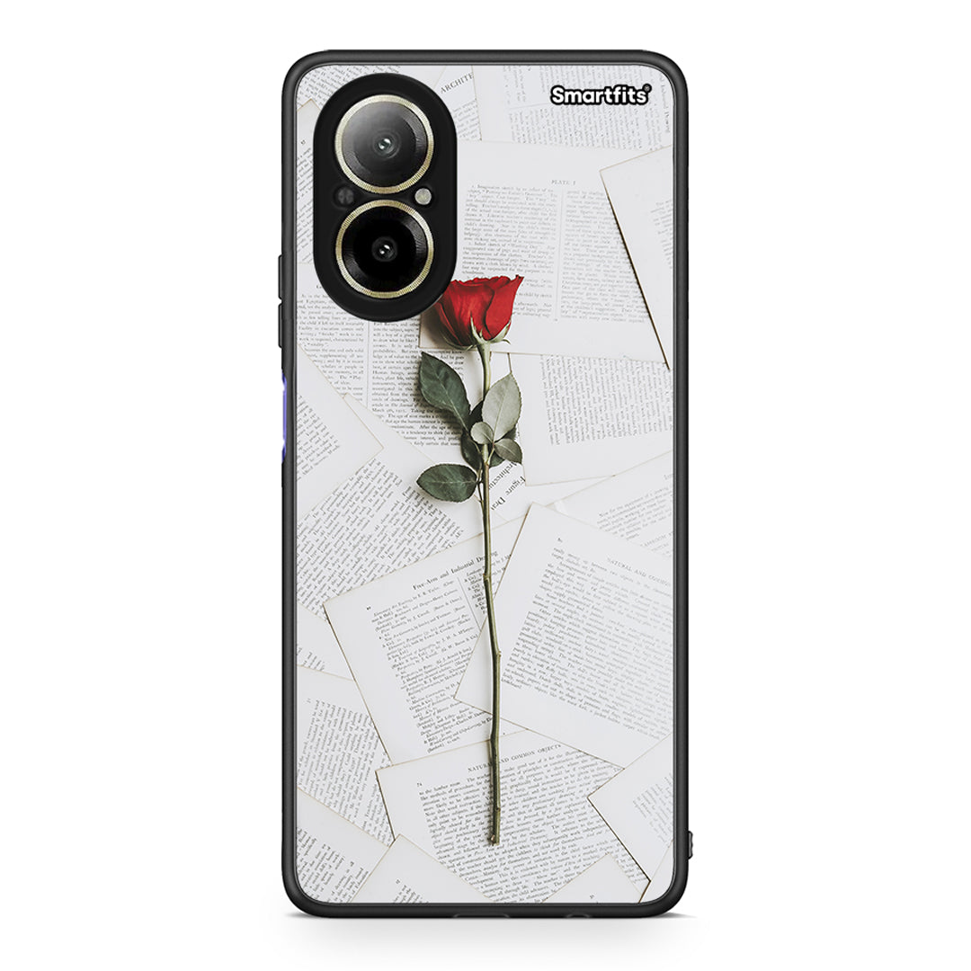 Realme C67 4G Red Rose θήκη από τη Smartfits με σχέδιο στο πίσω μέρος και μαύρο περίβλημα | Smartphone case with colorful back and black bezels by Smartfits