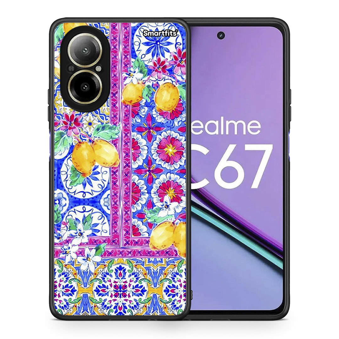Θήκη Realme C67 4G Retro Spring από τη Smartfits με σχέδιο στο πίσω μέρος και μαύρο περίβλημα | Realme C67 4G Retro Spring case with colorful back and black bezels
