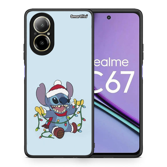 Θήκη Realme C67 4G Santa Stich από τη Smartfits με σχέδιο στο πίσω μέρος και μαύρο περίβλημα | Realme C67 4G Santa Stich case with colorful back and black bezels