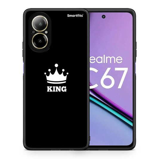 Θήκη Realme C67 4G King Valentine από τη Smartfits με σχέδιο στο πίσω μέρος και μαύρο περίβλημα | Realme C67 4G King Valentine case with colorful back and black bezels