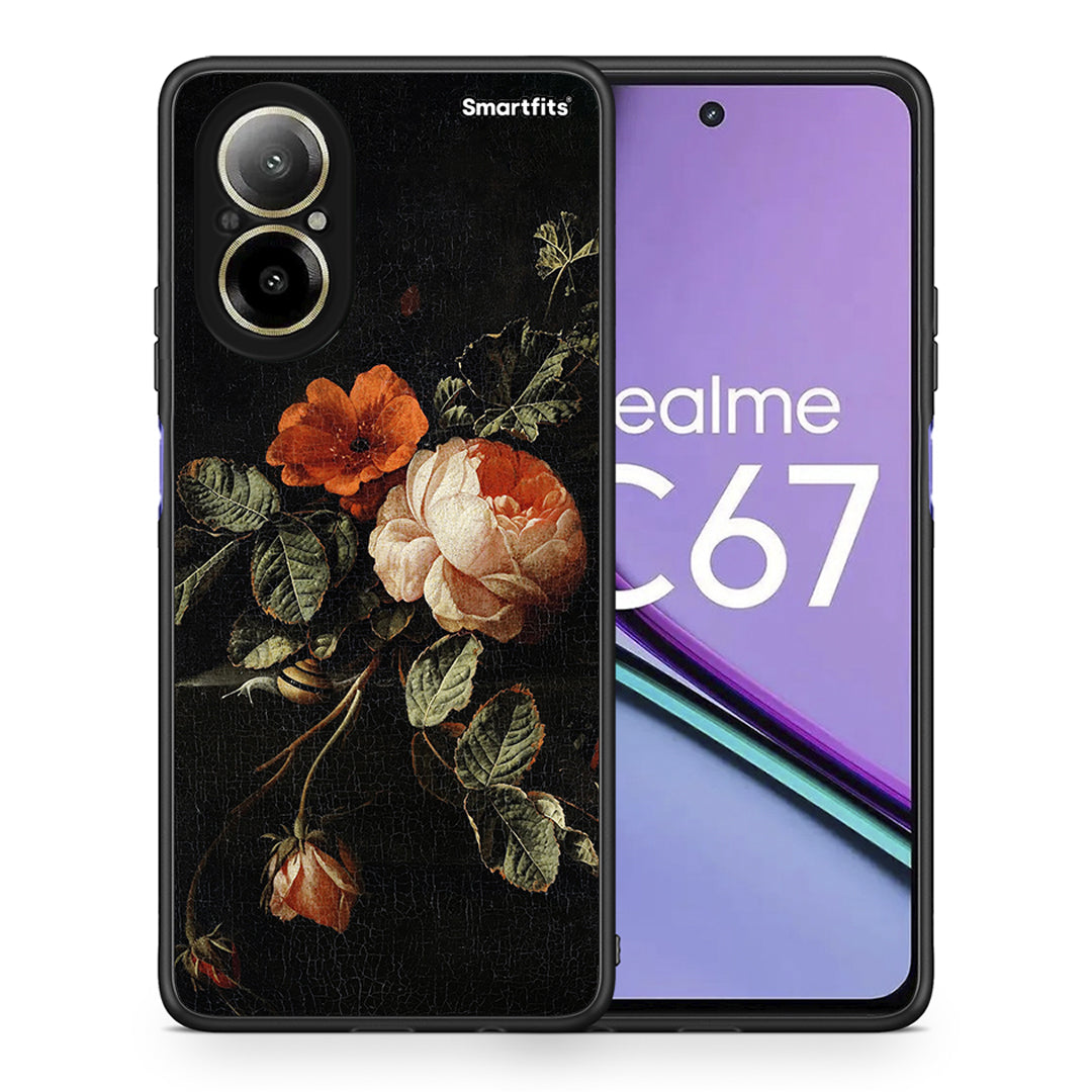 Θήκη Realme C67 4G Vintage Roses από τη Smartfits με σχέδιο στο πίσω μέρος και μαύρο περίβλημα | Realme C67 4G Vintage Roses case with colorful back and black bezels