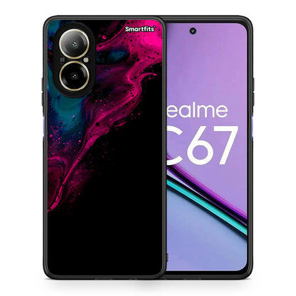 Θήκη Realme C67 4G Pink Black Watercolor από τη Smartfits με σχέδιο στο πίσω μέρος και μαύρο περίβλημα | Realme C67 4G Pink Black Watercolor case with colorful back and black bezels