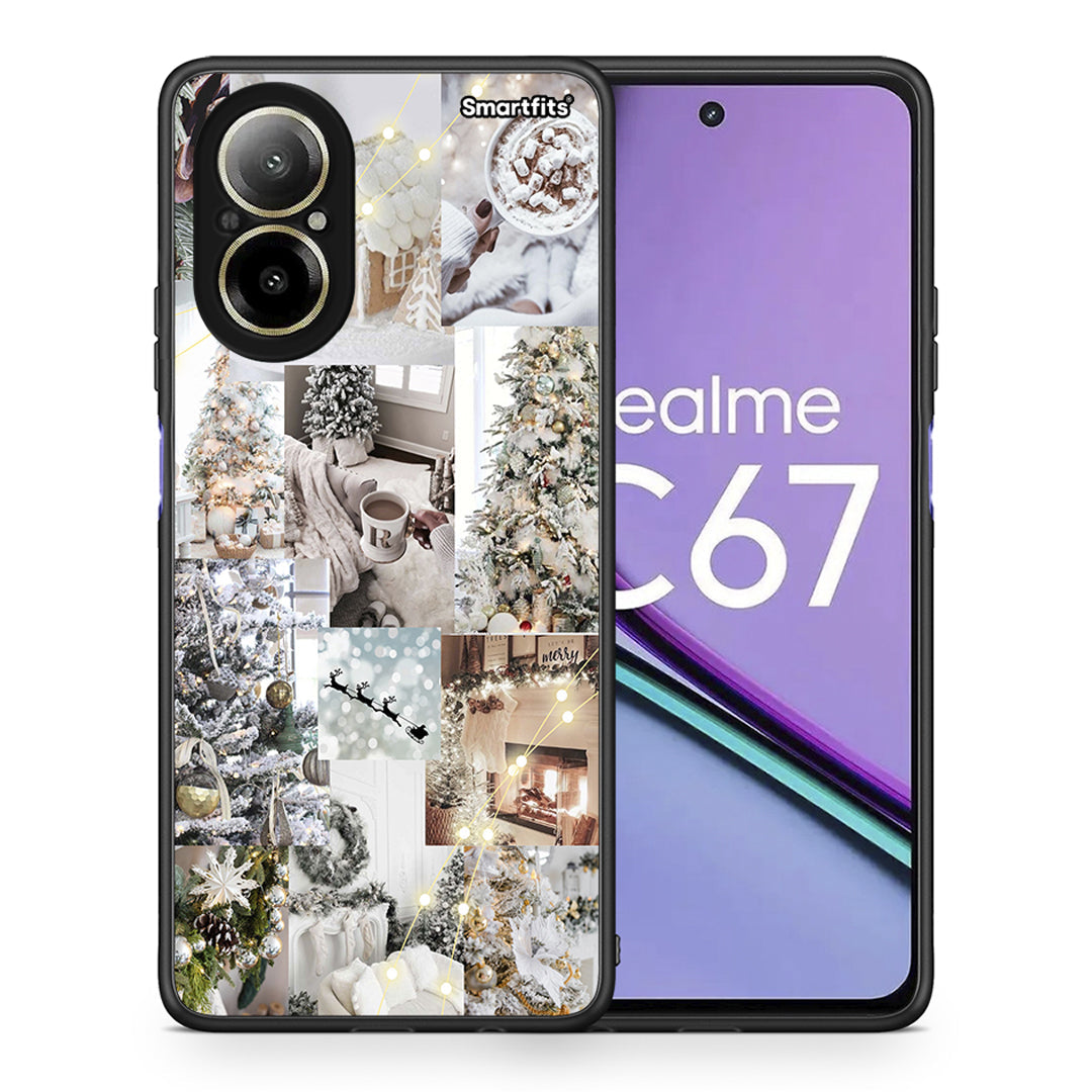 Θήκη Realme C67 4G White Christmas από τη Smartfits με σχέδιο στο πίσω μέρος και μαύρο περίβλημα | Realme C67 4G White Christmas case with colorful back and black bezels