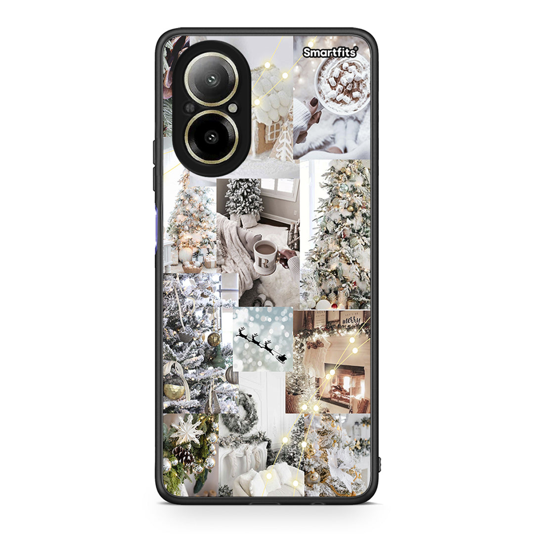 Realme C67 4G White Christmas θήκη από τη Smartfits με σχέδιο στο πίσω μέρος και μαύρο περίβλημα | Smartphone case with colorful back and black bezels by Smartfits