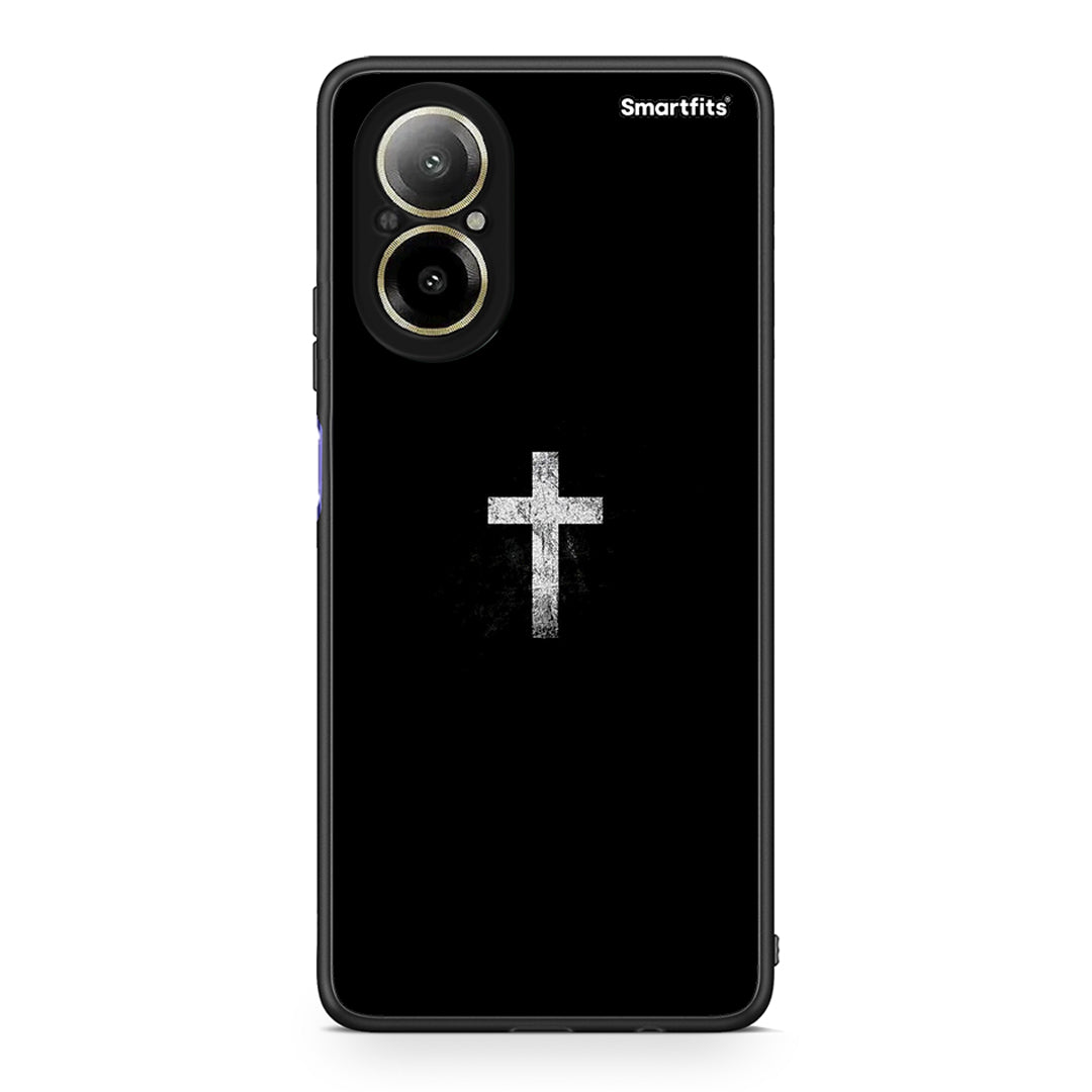 Realme C67 4G White Cross θήκη από τη Smartfits με σχέδιο στο πίσω μέρος και μαύρο περίβλημα | Smartphone case with colorful back and black bezels by Smartfits