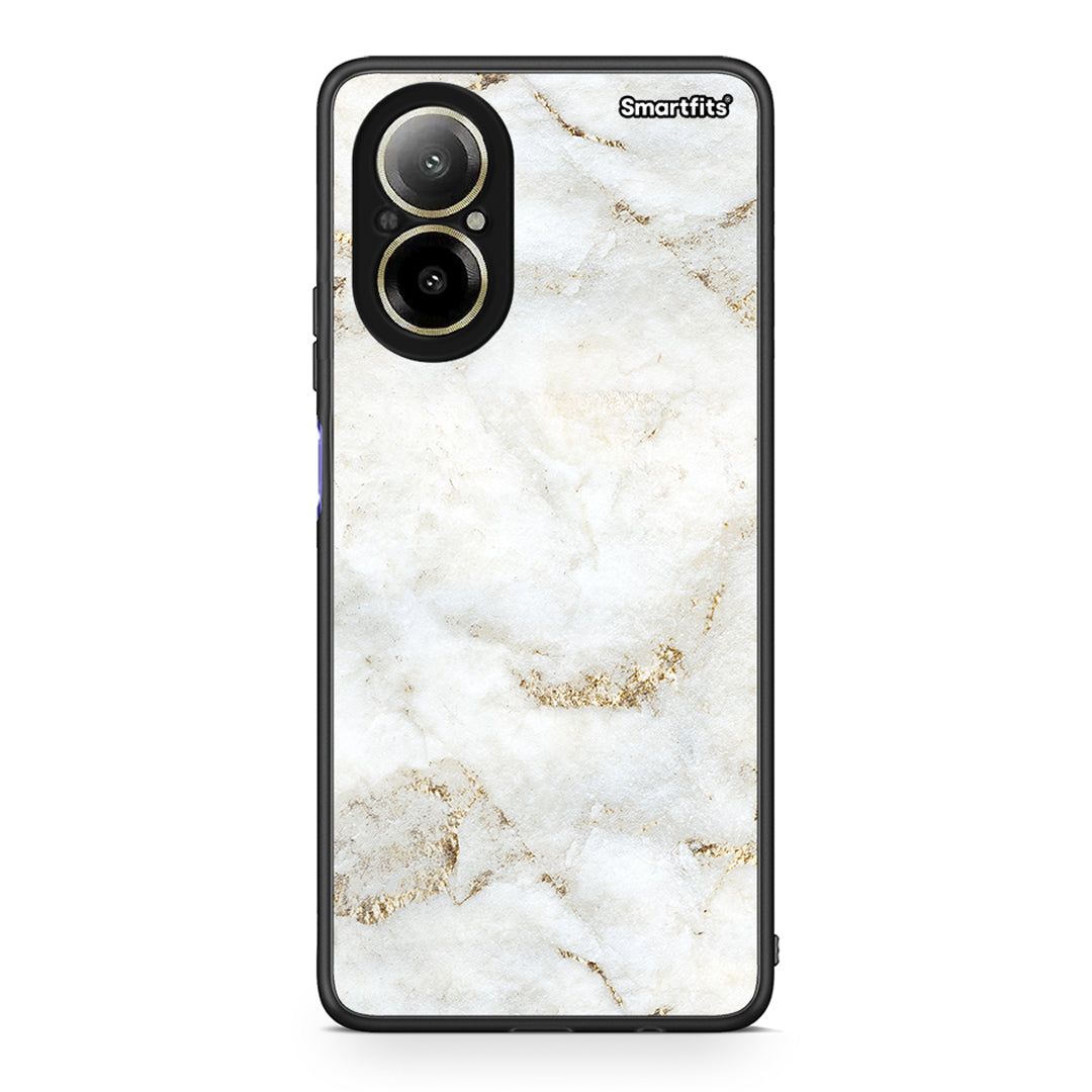 Realme C67 4G White Gold Marble θήκη από τη Smartfits με σχέδιο στο πίσω μέρος και μαύρο περίβλημα | Smartphone case with colorful back and black bezels by Smartfits