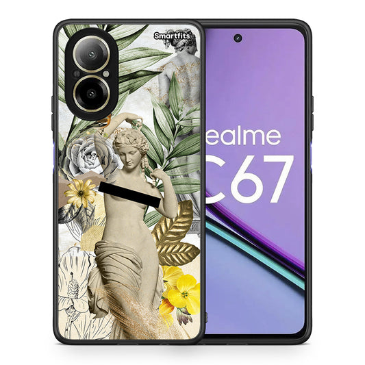 Θήκη Realme C67 4G Woman Statue από τη Smartfits με σχέδιο στο πίσω μέρος και μαύρο περίβλημα | Realme C67 4G Woman Statue case with colorful back and black bezels