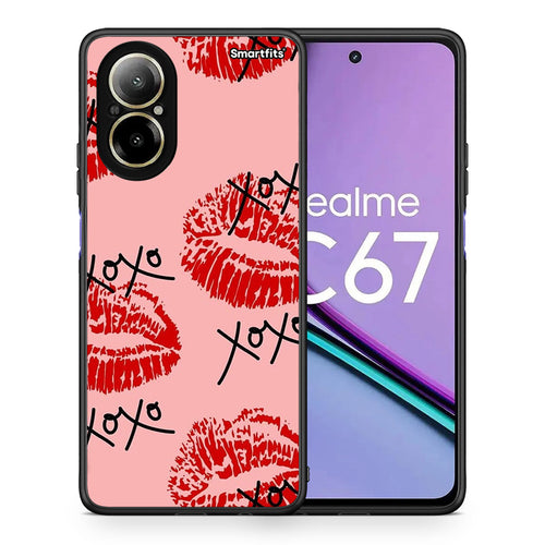 Θήκη Realme C67 4G XOXO Lips από τη Smartfits με σχέδιο στο πίσω μέρος και μαύρο περίβλημα | Realme C67 4G XOXO Lips case with colorful back and black bezels