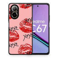 Thumbnail for Θήκη Realme C67 4G XOXO Lips από τη Smartfits με σχέδιο στο πίσω μέρος και μαύρο περίβλημα | Realme C67 4G XOXO Lips case with colorful back and black bezels