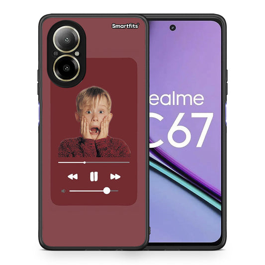Θήκη Realme C67 4G Xmas Alone Music από τη Smartfits με σχέδιο στο πίσω μέρος και μαύρο περίβλημα | Realme C67 4G Xmas Alone Music case with colorful back and black bezels