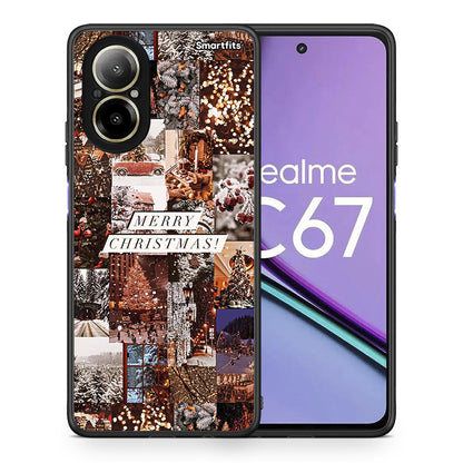 Θήκη Realme C67 4G Xmas Collage από τη Smartfits με σχέδιο στο πίσω μέρος και μαύρο περίβλημα | Realme C67 4G Xmas Collage case with colorful back and black bezels