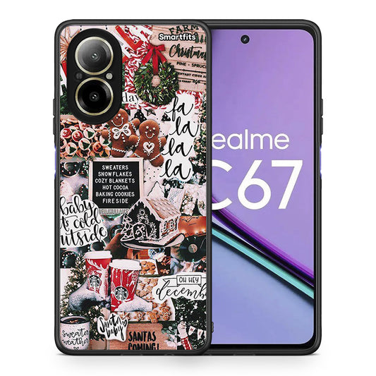 Θήκη Realme C67 4G Xmas Habbits από τη Smartfits με σχέδιο στο πίσω μέρος και μαύρο περίβλημα | Realme C67 4G Xmas Habbits case with colorful back and black bezels