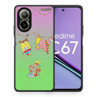 Θήκη Realme C67 4G Xmas Lights από τη Smartfits με σχέδιο στο πίσω μέρος και μαύρο περίβλημα | Realme C67 4G Xmas Lights case with colorful back and black bezels