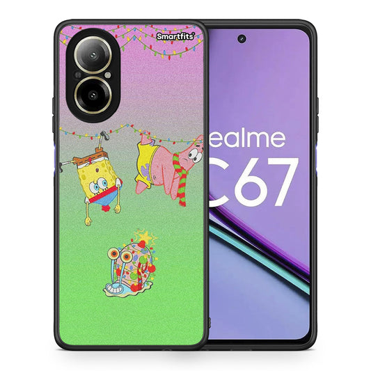 Θήκη Realme C67 4G Xmas Lights από τη Smartfits με σχέδιο στο πίσω μέρος και μαύρο περίβλημα | Realme C67 4G Xmas Lights case with colorful back and black bezels