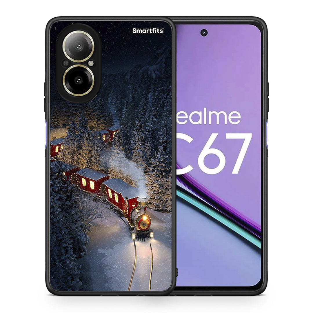 Θήκη Realme C67 4G Xmas Train από τη Smartfits με σχέδιο στο πίσω μέρος και μαύρο περίβλημα | Realme C67 4G Xmas Train case with colorful back and black bezels