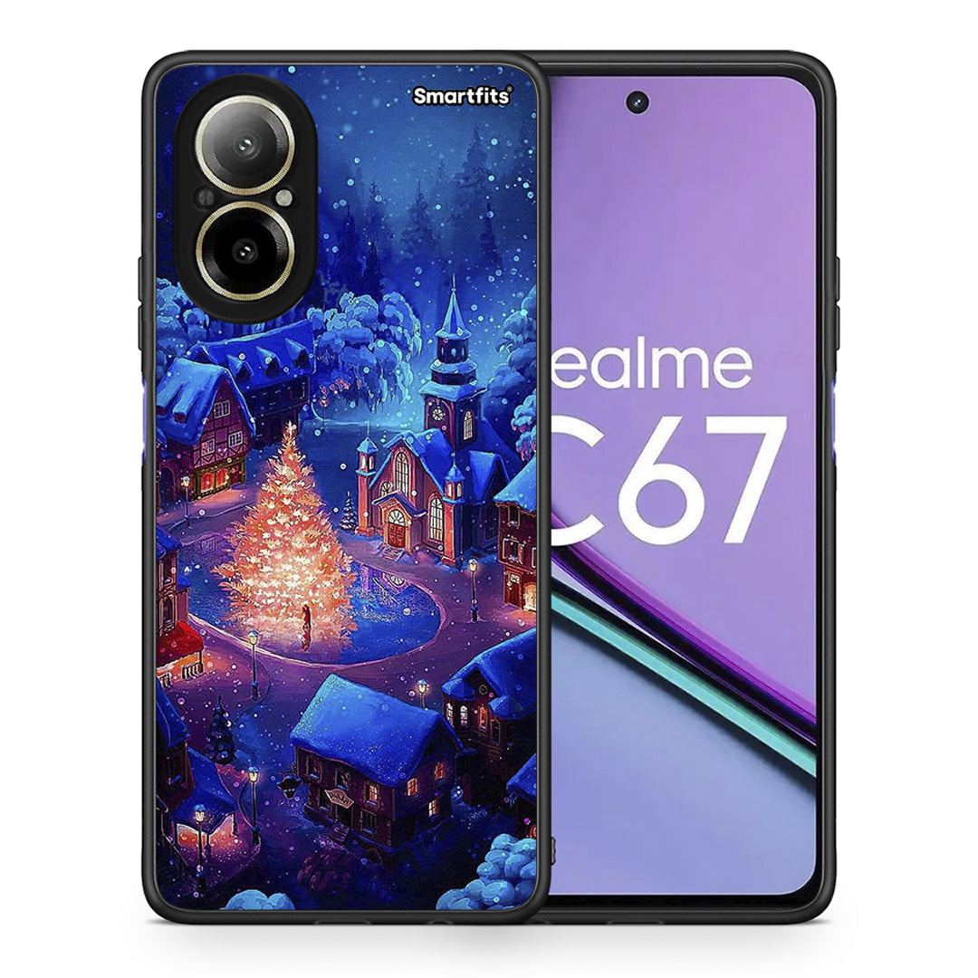 Θήκη Realme C67 4G Xmas Village από τη Smartfits με σχέδιο στο πίσω μέρος και μαύρο περίβλημα | Realme C67 4G Xmas Village case with colorful back and black bezels