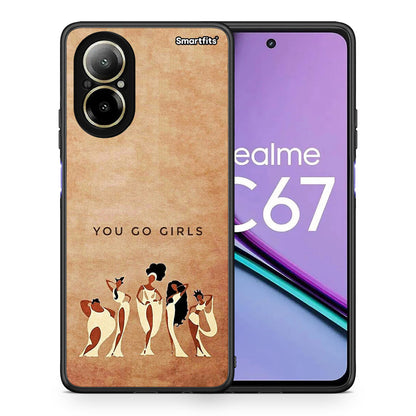 Θήκη Realme C67 4G You Go Girl από τη Smartfits με σχέδιο στο πίσω μέρος και μαύρο περίβλημα | Realme C67 4G You Go Girl case with colorful back and black bezels
