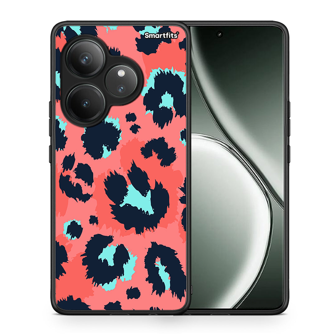 Θήκη Realme GT 6 5G Pink Leopard Animal από τη Smartfits με σχέδιο στο πίσω μέρος και μαύρο περίβλημα | Realme GT 6 5G Pink Leopard Animal case with colorful back and black bezels