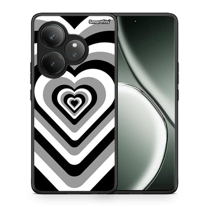 Θήκη Realme GT 6 5G Black Hearts από τη Smartfits με σχέδιο στο πίσω μέρος και μαύρο περίβλημα | Realme GT 6 5G Black Hearts case with colorful back and black bezels