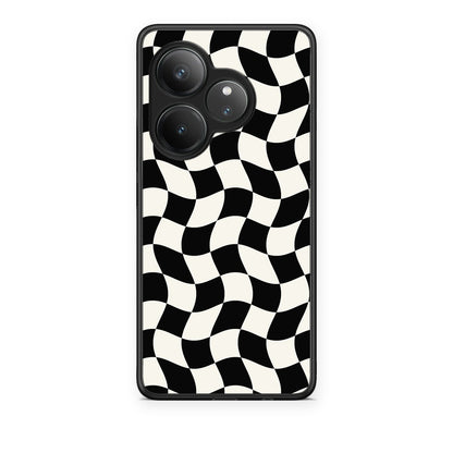 Θήκη Realme GT 6 5G Black and Cream Wavy Checkerboard από τη Smartfits με σχέδιο στο πίσω μέρος και μαύρο περίβλημα | Realme GT 6 5G Black and Cream Wavy Checkerboard case with colorful back and black bezels