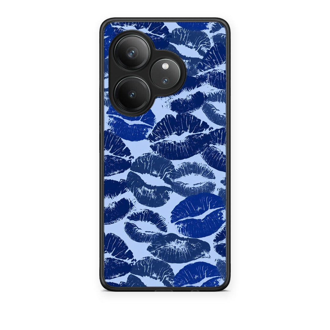 Θήκη Realme GT 6 5G Blue Lipstick Kisses από τη Smartfits με σχέδιο στο πίσω μέρος και μαύρο περίβλημα | Realme GT 6 5G Blue Lipstick Kisses case with colorful back and black bezels