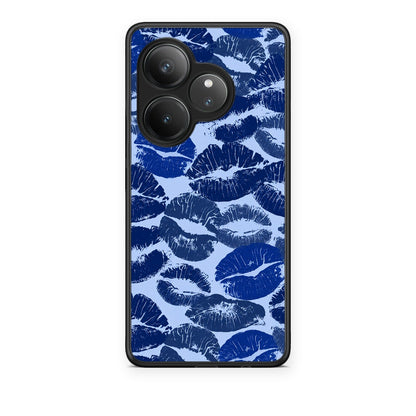 Θήκη Realme GT 6 5G Blue Lipstick Kisses από τη Smartfits με σχέδιο στο πίσω μέρος και μαύρο περίβλημα | Realme GT 6 5G Blue Lipstick Kisses case with colorful back and black bezels