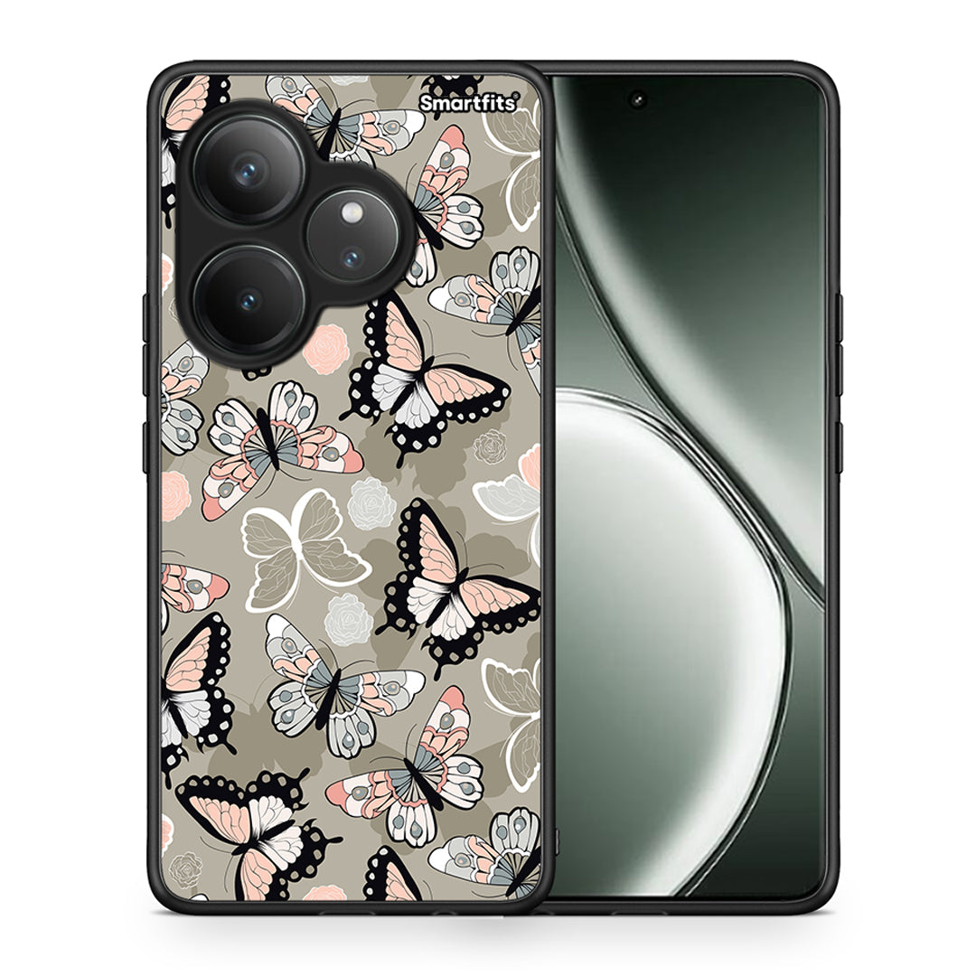 Θήκη Realme GT 6 5G Butterflies Boho από τη Smartfits με σχέδιο στο πίσω μέρος και μαύρο περίβλημα | Realme GT 6 5G Butterflies Boho case with colorful back and black bezels