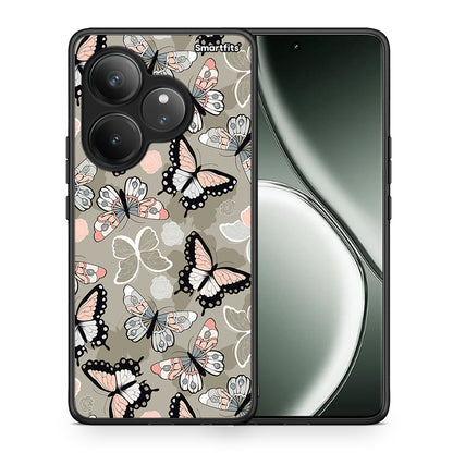 Θήκη Realme GT 6 5G Butterflies Boho από τη Smartfits με σχέδιο στο πίσω μέρος και μαύρο περίβλημα | Realme GT 6 5G Butterflies Boho case with colorful back and black bezels