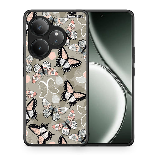 Θήκη Realme GT 6 5G Butterflies Boho από τη Smartfits με σχέδιο στο πίσω μέρος και μαύρο περίβλημα | Realme GT 6 5G Butterflies Boho case with colorful back and black bezels