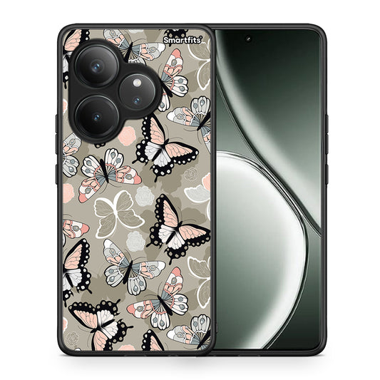 Θήκη Realme GT 6 5G Butterflies Boho από τη Smartfits με σχέδιο στο πίσω μέρος και μαύρο περίβλημα | Realme GT 6 5G Butterflies Boho case with colorful back and black bezels