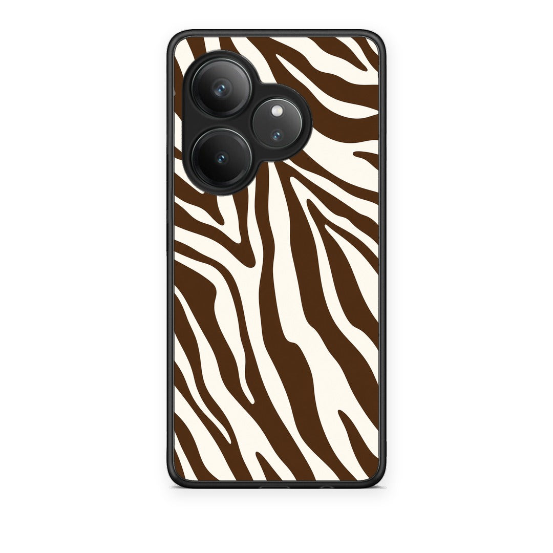 Θήκη Realme GT 6 5G Brown and Cream Zebra Stripes από τη Smartfits με σχέδιο στο πίσω μέρος και μαύρο περίβλημα | Realme GT 6 5G Brown and Cream Zebra Stripes case with colorful back and black bezels