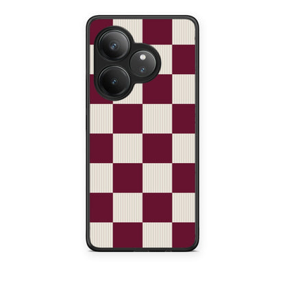 Θήκη Realme GT 6 5G Burgundy and Cream Striped Checks από τη Smartfits με σχέδιο στο πίσω μέρος και μαύρο περίβλημα | Realme GT 6 5G Burgundy and Cream Striped Checks case with colorful back and black bezels