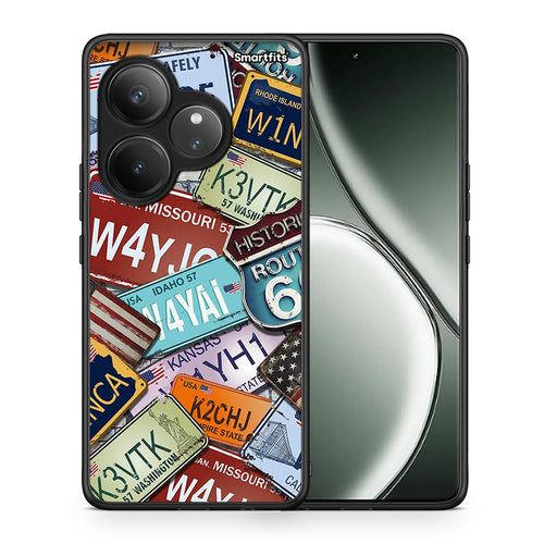 Θήκη Realme GT 6 5G Car Plates από τη Smartfits με σχέδιο στο πίσω μέρος και μαύρο περίβλημα | Realme GT 6 5G Car Plates case with colorful back and black bezels
