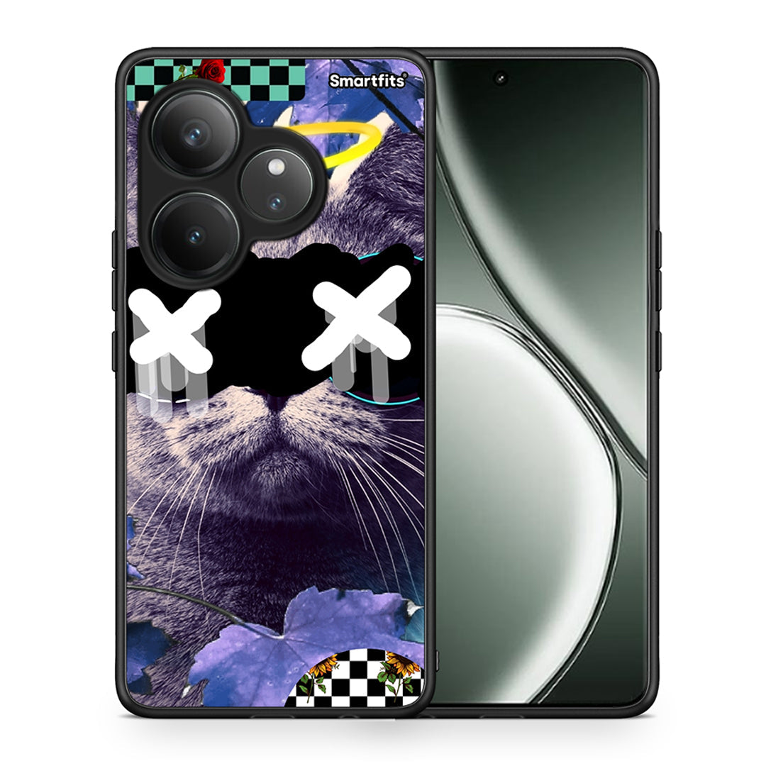 Θήκη Realme GT 6 5G Cat Collage από τη Smartfits με σχέδιο στο πίσω μέρος και μαύρο περίβλημα | Realme GT 6 5G Cat Collage case with colorful back and black bezels