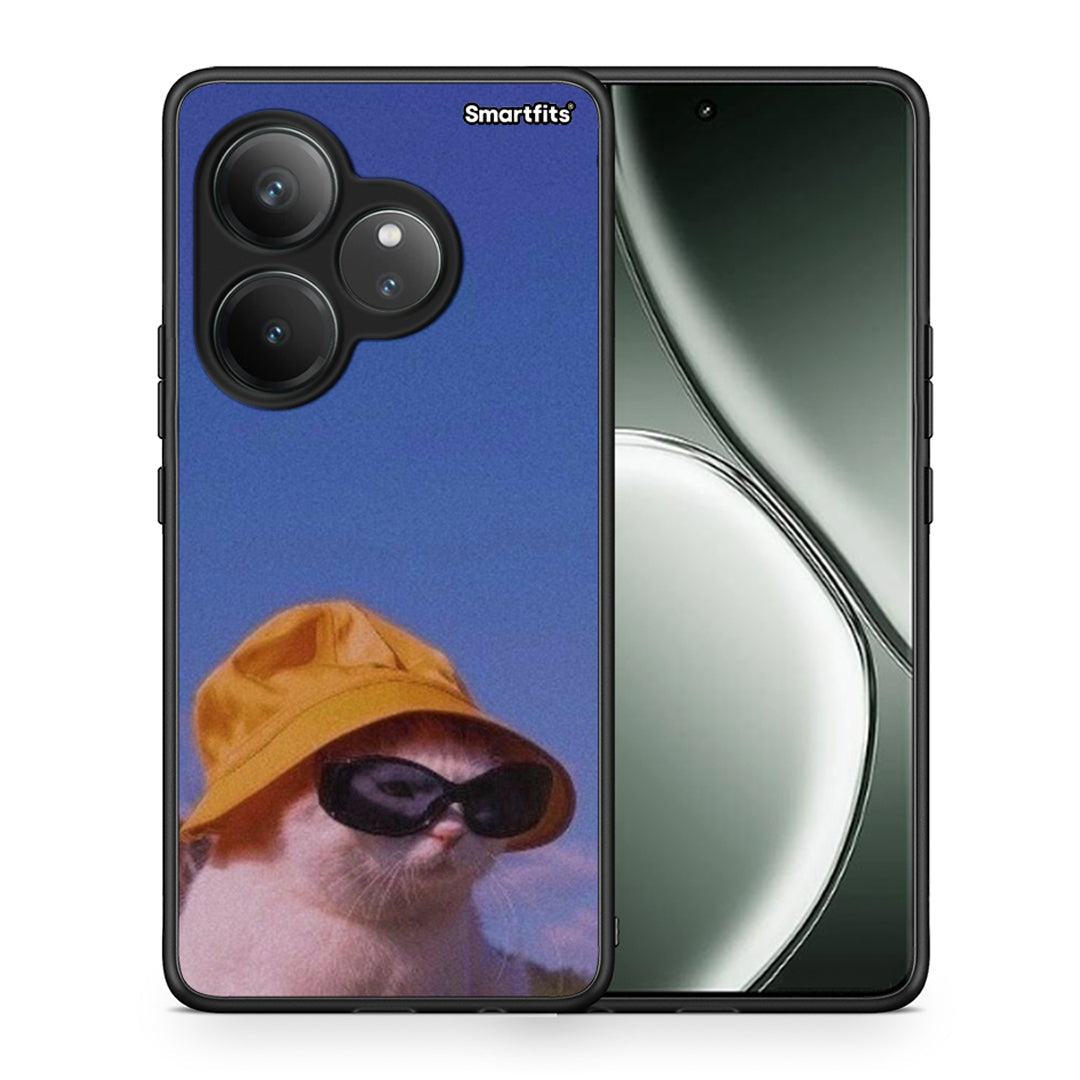 Θήκη Realme GT 6 5G Cat Diva από τη Smartfits με σχέδιο στο πίσω μέρος και μαύρο περίβλημα | Realme GT 6 5G Cat Diva case with colorful back and black bezels