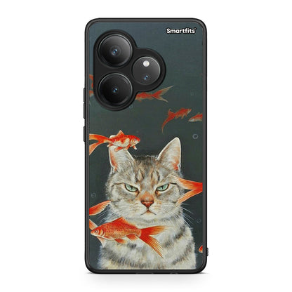 Realme GT 6 5G Cat Goldfish θήκη από τη Smartfits με σχέδιο στο πίσω μέρος και μαύρο περίβλημα | Smartphone case with colorful back and black bezels by Smartfits