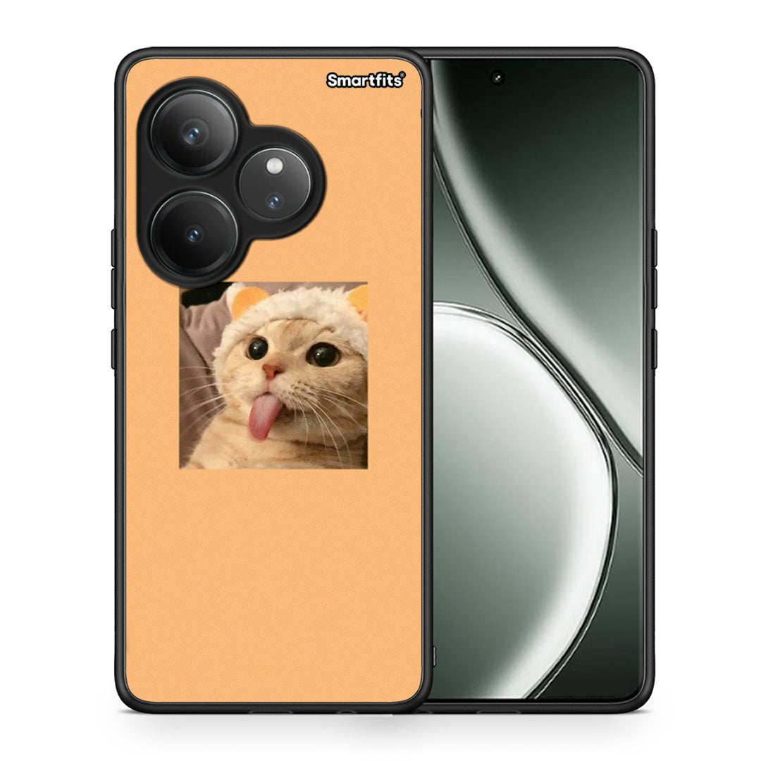 Θήκη Realme GT 6 5G Cat Tongue από τη Smartfits με σχέδιο στο πίσω μέρος και μαύρο περίβλημα | Realme GT 6 5G Cat Tongue case with colorful back and black bezels