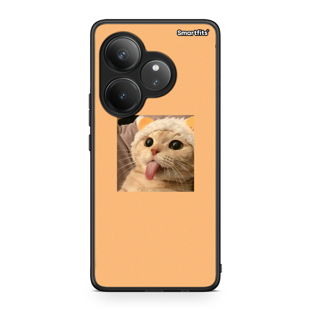 Realme GT 6 5G Cat Tongue θήκη από τη Smartfits με σχέδιο στο πίσω μέρος και μαύρο περίβλημα | Smartphone case with colorful back and black bezels by Smartfits