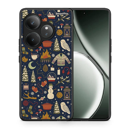 Θήκη Realme GT 6 5G Christmas Elements από τη Smartfits με σχέδιο στο πίσω μέρος και μαύρο περίβλημα | Realme GT 6 5G Christmas Elements case with colorful back and black bezels
