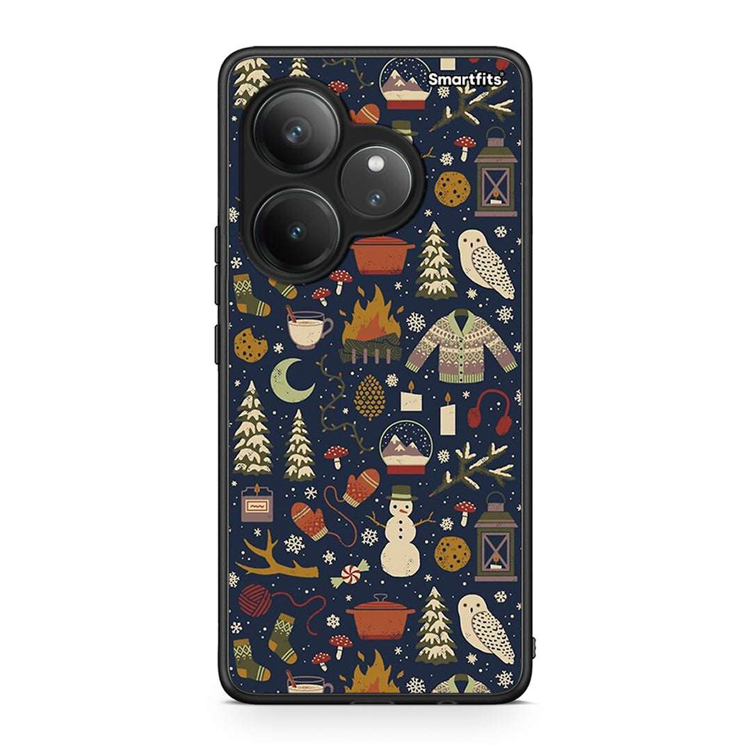 Realme GT 6 5G Christmas Elements θήκη από τη Smartfits με σχέδιο στο πίσω μέρος και μαύρο περίβλημα | Smartphone case with colorful back and black bezels by Smartfits