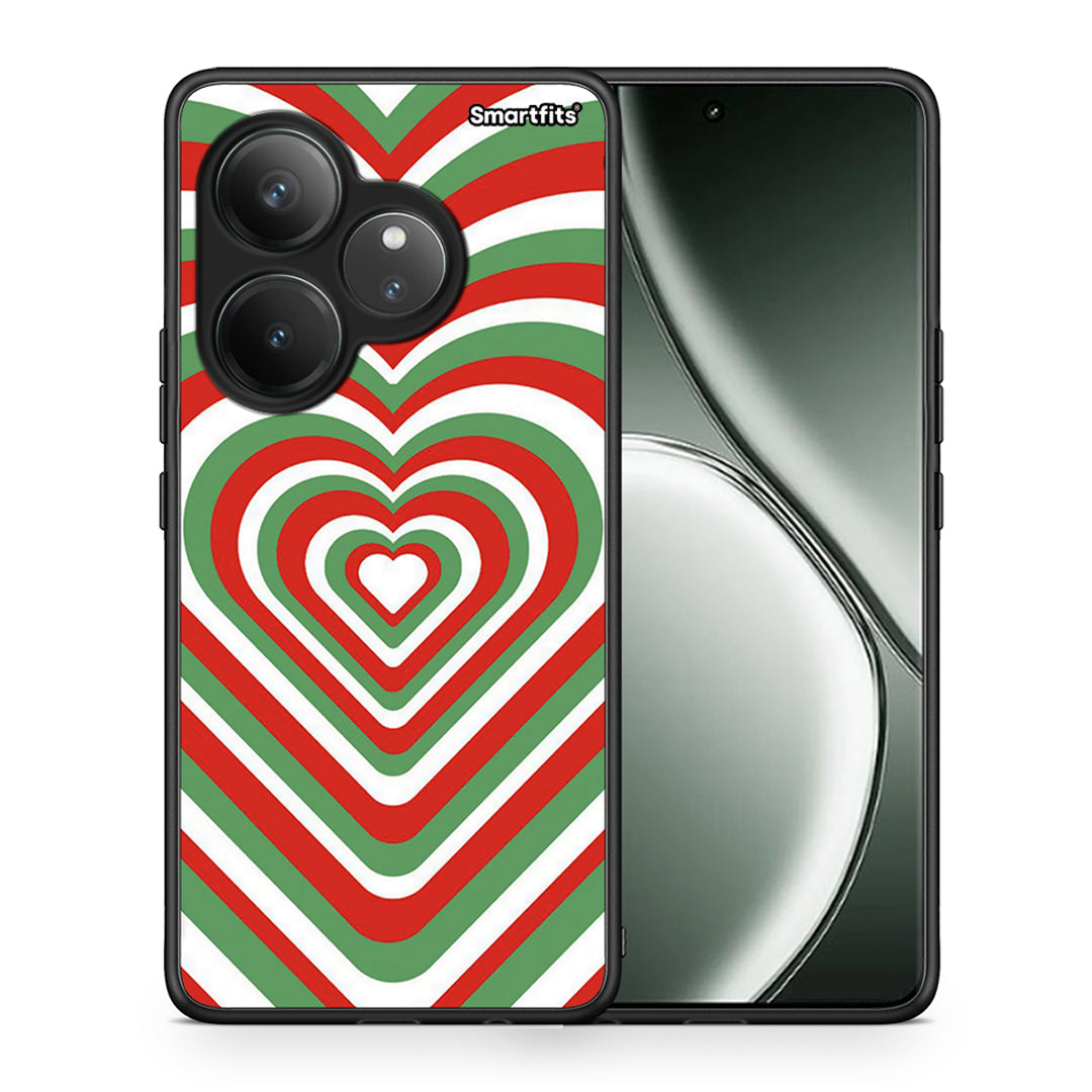 Θήκη Realme GT 6 5G Christmas Hearts από τη Smartfits με σχέδιο στο πίσω μέρος και μαύρο περίβλημα | Realme GT 6 5G Christmas Hearts case with colorful back and black bezels