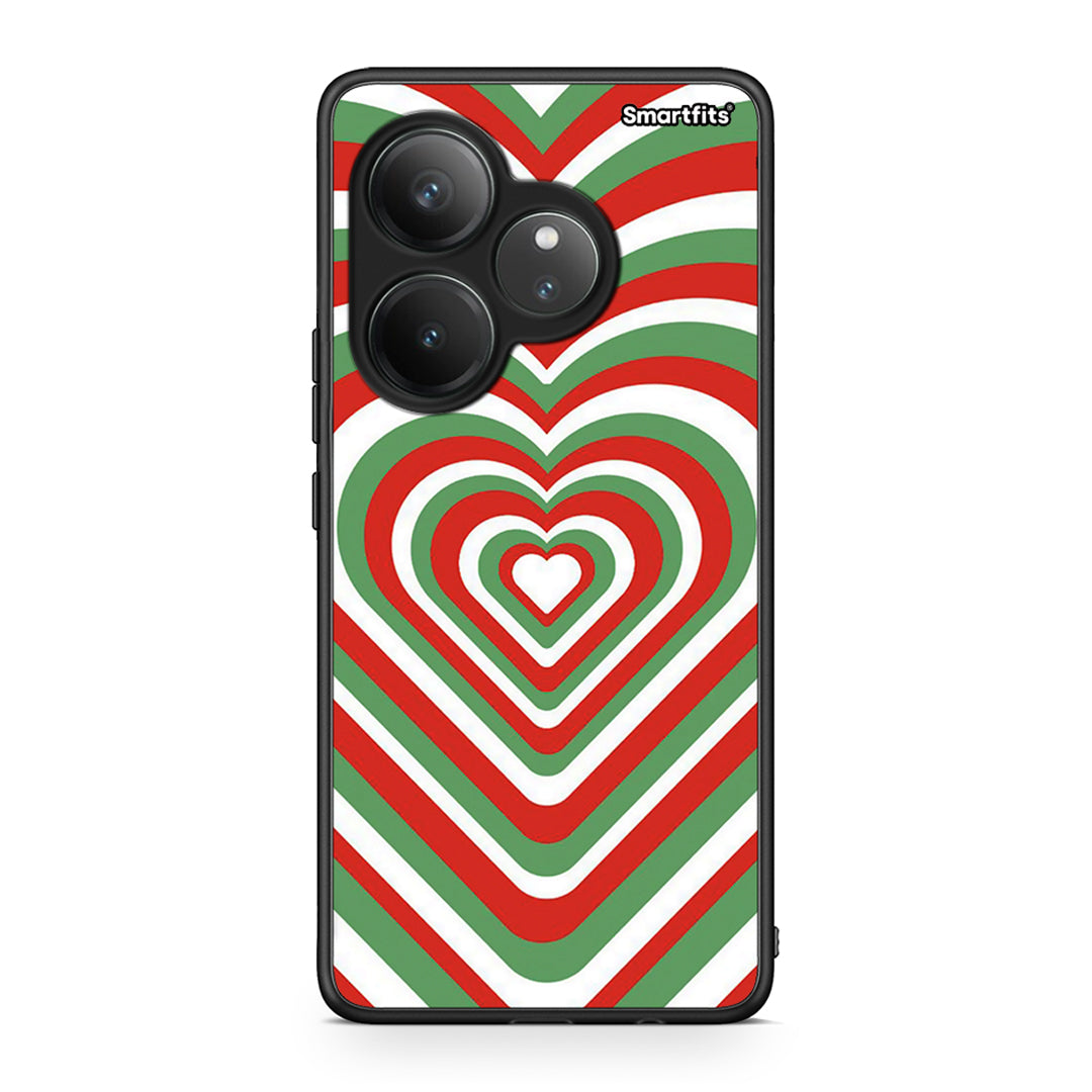 Realme GT 6 5G Christmas Hearts θήκη από τη Smartfits με σχέδιο στο πίσω μέρος και μαύρο περίβλημα | Smartphone case with colorful back and black bezels by Smartfits